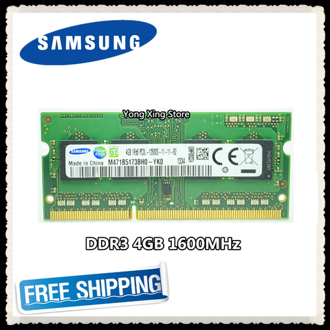 Samsung DDR3 4GB 1600MHz PC3 PC3L-12800S, ordenador portátil, memoria RAM de ordenador, 12800 4G SODIMM ► Foto 1/2