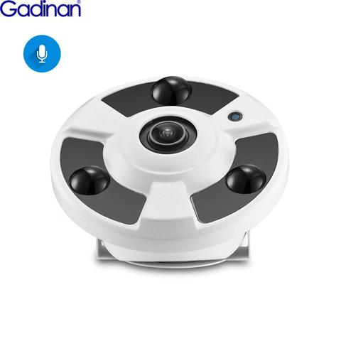 Gadinan-cámara IP H.265 con micrófono de Audio, lente ojo de pez de 1,7 MM, 5MP, 3MP, 2MP, panorámica, ONVIF, vigilancia al aire libre, Xmeye, DC 12V/ POE 48V ► Foto 1/6