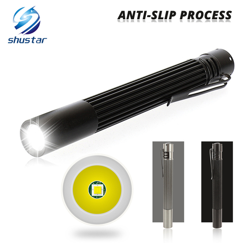 Mini linterna LED Q5 con clip de pluma portátil, antideslizante, resistente al agua, de aleación de aluminio, superbrillante, alimentada por 2 baterías AAA ► Foto 1/6