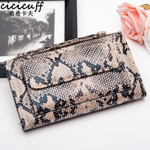 CICICUFF-Bolsos de mano de piel de vaca para mujer, diseño de serpiente, bolsos de mano de piel para día, a la moda, bandolera de hombro carteras largas ► Foto 1/6