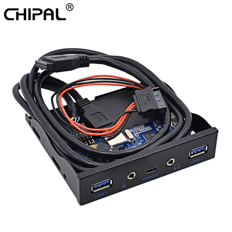 5 Puerto USB 3,1 TYPE-C Panel frontal USB 3,0 con 3,5mm interfaz de Audio tipo C HUB adaptador de expansión para escritorio 3,5 