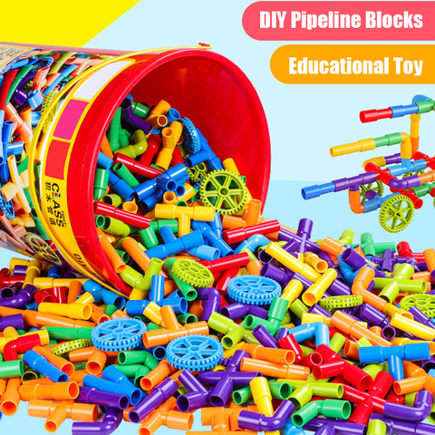 38-306 piezas bloques educativos de construcción de tuberías de agua DIY montaje de túneles de tubería bloques de plástico juguetes para regalos de niños ► Foto 1/6