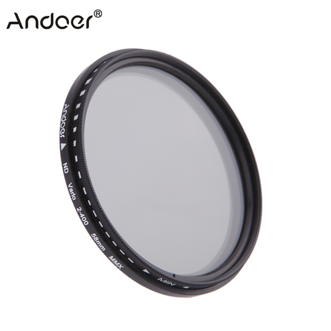 Andoer-filtro de densidad neutra ajustable para cámara Canon, Nikon, DSLR, 58mm, ND2 a ND400, 49mm-82mm ► Foto 1/6