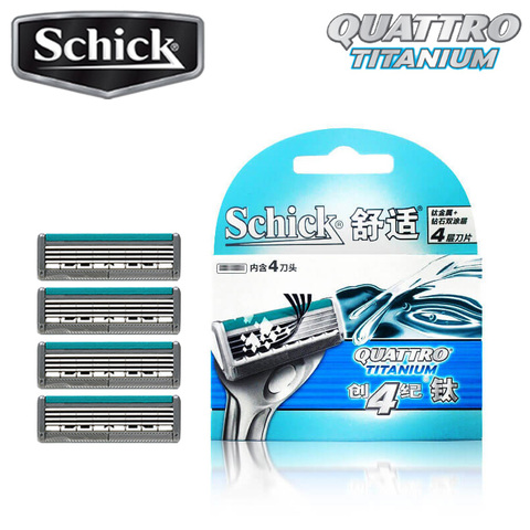 Schick Quattro-cuchilla de afeitar de titanio para hombre, paquete de 4 hojas, 2022 Original, cómoda Manual de repuesto ► Foto 1/6