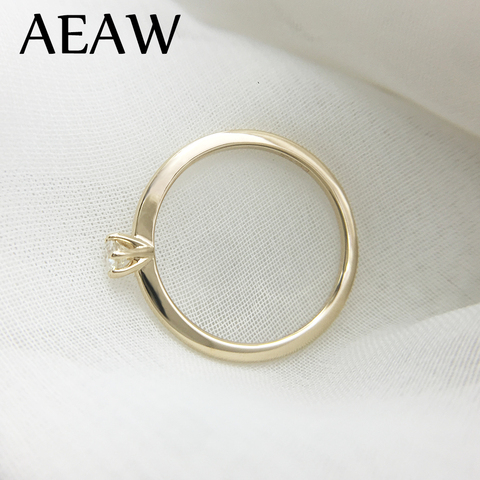AEAW DF-Anillo de diamante de moissanita para mujer, de 3mm, de compromiso, oro amarillo de 14K ► Foto 1/6