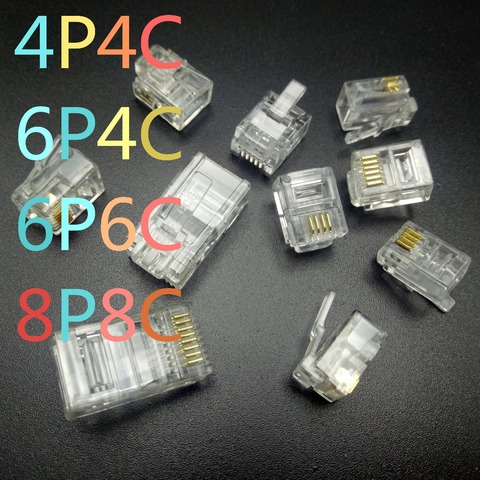 20 piezas 4Pin 6Pin 8Pin extremo del Cable conectores de teléfono conector de internet. RJ9 4P4C RJ11 6P2C 6P4C 6P6C RJ45 8P8C ► Foto 1/1