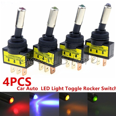 4 uds 12V 20A coche luz LED automática interruptor de palanca 3Pin SPST en/de ventas para los vehículos de barcos ► Foto 1/5