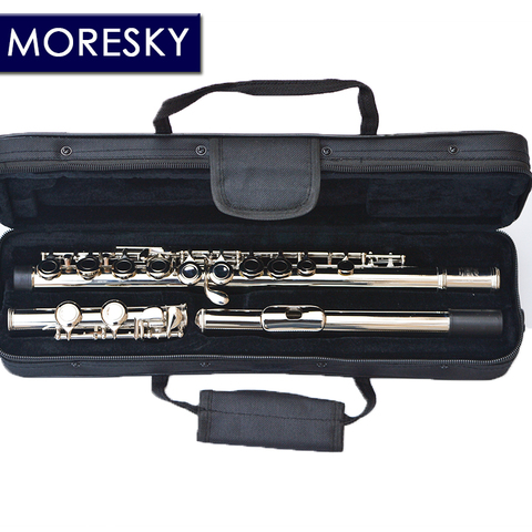 MORESKY 16/17 Cerrar/agujeros abiertos C clave flauta Cupronickel níquel/plata plateado concierto flauta con llave E ► Foto 1/5