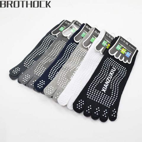 Brothock-Calcetines de algodón antideslizantes y transpirables para hombre, medias deportivas para Yoga, 5 dedos, venta al por mayor ► Foto 1/6