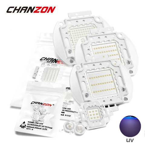 Chips LED UV de alta potencia, 365nm, 370nm, 375nm, 385nm, 395nm, 400nm, 405nm, 425nm, luces ultravioleta COB de 3W, 5W, 10W, 20W, 30W, 50W, 100W ► Foto 1/6