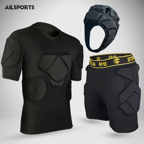 Nuevos deportes protectora de seguridad Kits espesar de portero de fútbol Jersey pantalones de fútbol portero rodilla codo cabeza acolchado Protector ► Foto 1/1