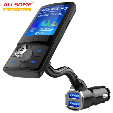 ALLSOME-reproductor MP3 transmisor FM con Bluetooth para coche, Cargador USB QC3.0, con pantalla LCD de 1,8 pulgadas, modulador FM, Kit de manos libres para el automóvil ► Foto 1/6