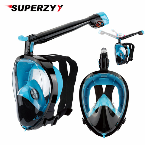 2022 nueva Máscara de Snorkel Scuba máscara de buceo submarina 360 grados rotar cara completa Snorkel máscaras 180 vista Anti-neblina Anti-fuga ► Foto 1/6