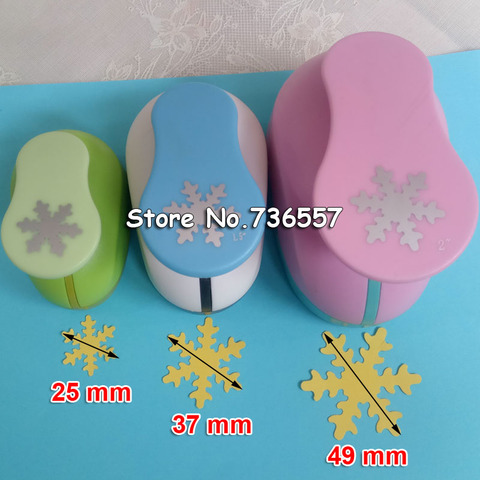 Perforadora manual de copos de nieve para niños, 4,9 cm, 3,7 cm, 2,5 cm, bricolaje, 2 