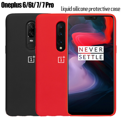 Oneplus 7T Pro oficial líquido de silicona TPU estuche protector Oneplus 6T oficial de silicona funda protectora de teléfono completa caso ► Foto 1/6