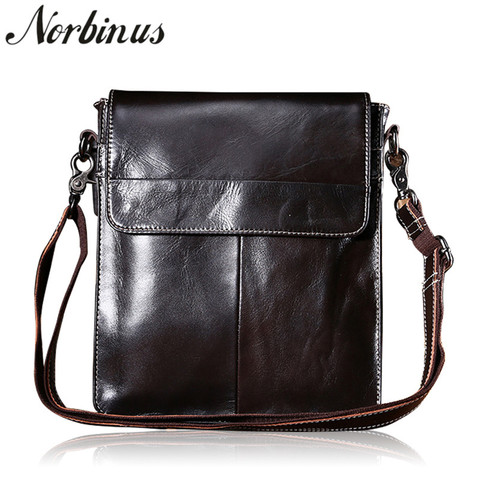 Norbinus-bolsas de mensajero de cuero genuino para hombre, bolso cruzado de cuero de vaca para negocios, maletín pequeño ► Foto 1/6