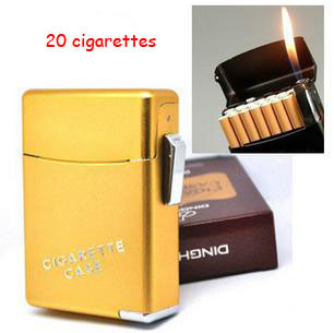 (20 cigarrillos) mejor automática Metal caso de cigarrillos con encendedor, encendedor de cigarrillos de los hombres caja ► Foto 1/3