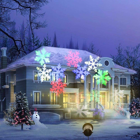 Proyector de luz láser móvil impermeable con copos de nieve, luz LED de Año Nuevo para Navidad, luz de escenario para exteriores, fiesta de nieve, jardín, lámpara de paisaje ► Foto 1/6