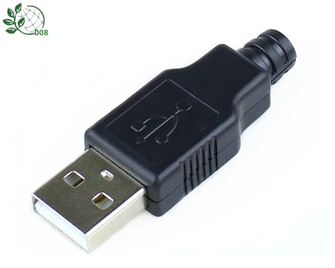 Conector de enchufe tipo A macho, USB, 4 pines, con cubierta de plástico negro, 10 Uds. ► Foto 1/6