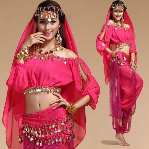 Trajes de baile de Bollywood conjunto de disfraces de danza del vientre  indio para mujeres chifón Bollywood Orientale traje de danza del vientre  para mujer - Historial de precios y revisión