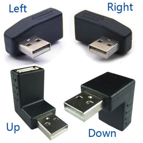 Adaptador de extensión USB 2,0 A macho A hembra, ángulo de flexión, 90 grados, izquierda/derecha/arriba/abajo, conector para ordenador portátil ► Foto 1/5