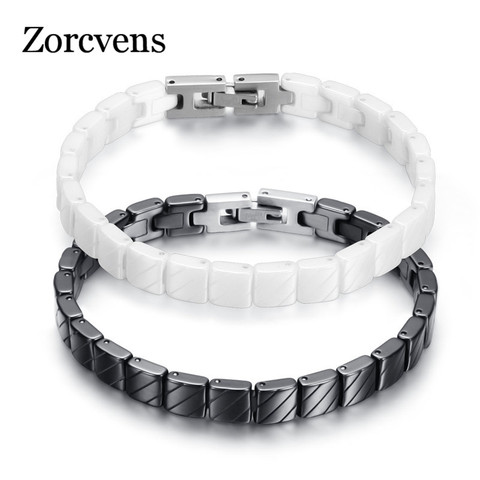 ZORCVENS-pulsera de acero inoxidable 316L para hombre, nueva moda, cerámica, cierres de palanca, colores blanco y negro, joyería que nunca se decolora ► Foto 1/6