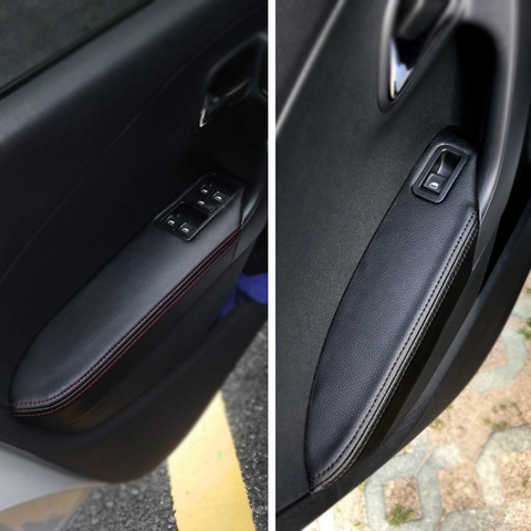 Sólo sedán para VW Polo 2011, 2012, 2013, 2014, 2015, 2016 de cuero de microfibra de la manija de la puerta reposabrazos Panel decorativo cubierta ► Foto 1/6
