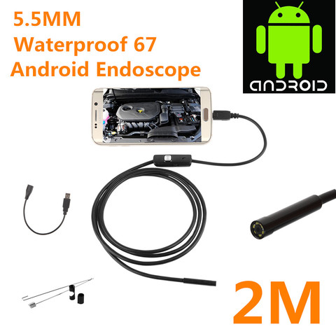 2017 lo más nuevo 5,5/7mm impermeable Mini Android endoscopio USB Cable serpiente inspección boroscopio Compatible Android Smartphone PC ► Foto 1/6