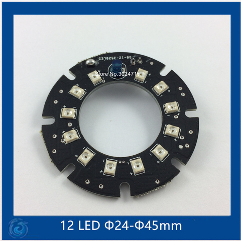 Placa LED infrarroja para cámaras de videovigilancia, dispositivo de 12 LED IR para visión nocturna (F24-F45mm pequeño) SMT3528 ► Foto 1/4