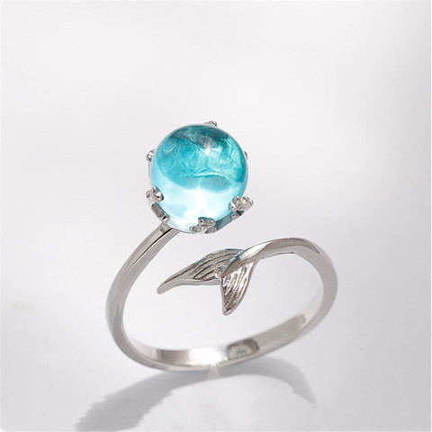 ZN-anillo ajustable para mujer, sortija de compromiso Chapado en plata, joyería con diseño de sirena con personalidad elegante ► Foto 1/6