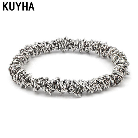 Making 316L stainless steel chain link silver metal charm stretch bracelet fashion elastic stretchy bangle bracelets for women ► Foto 1/6