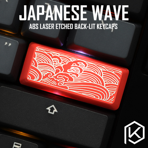Novedad de teclas que dejan pasar la luz ABS grabado brille a través de onda japonesa negro rojo de teclado mecánico en 2.25u ► Foto 1/3