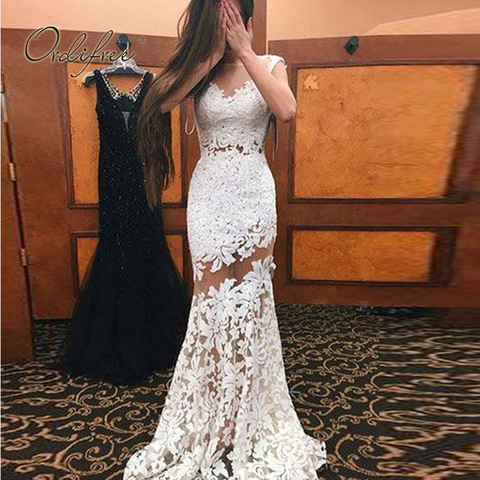 Ordifree 2022 verano Mujer Vestido largo de fiesta elegante señora hasta el suelo Sexy sin mangas espalda blanco de encaje Maxi vestido ► Foto 1/1