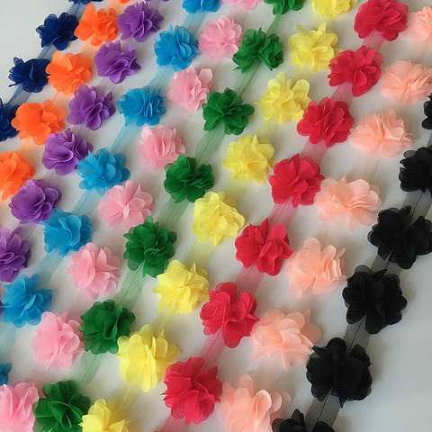 2 yarda 33 color 3D gasa flores DIY 6cm corte de encaje ancho 24 cinta con encaje y flores decoración accesorios de ropa XF03 ► Foto 1/6