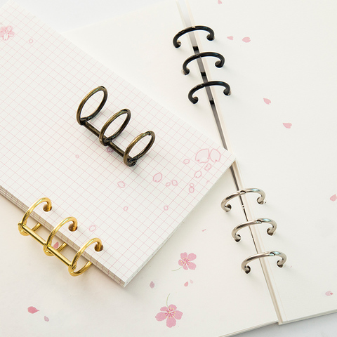 Anillo de bisagra para encuadernación, libro de hojas sueltas, chapado en Metal, escritorio de níquel, calendario, círculo, 3 anillos para Álbum de llaves de tarjeta ► Foto 1/4