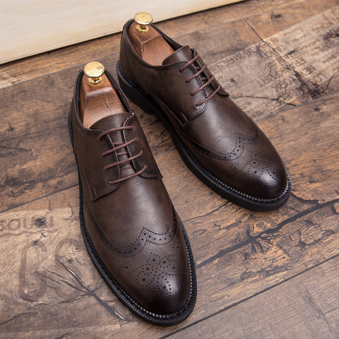 Misalwa talla grande 38-47 38-47 38-47 hombres Brogue Oxford de moda Zapatos de vestir de hombre Caballero bien hecho a mano calzado para hombres modernos - de precios y