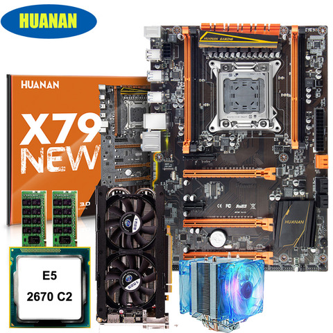 Placa base HUANAN ZHI deluxe X79 para videojuegos, tarjeta madre con ranura M.2 SSD, CPU Xeon E5 2670 C2 RAM 32G(2*16G), GTX760, tarjeta de vídeo 4G, novedad ► Foto 1/1