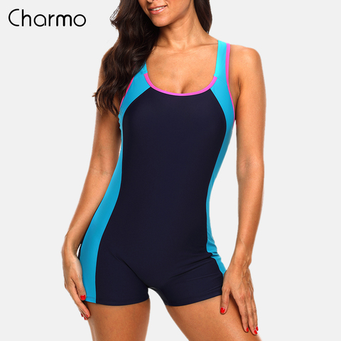 Charmo una pieza mujer deportes traje de baño Colorblock traje de baño espalda abierta ropa de playa trajes de baño parche trabajo fitness ► Foto 1/6