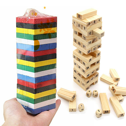 54 unids/set torre de madera juguete de bloques de construcción Arco Iris dominó apilador juego pliegues de educativo de Montessori juguetes de los niños ► Foto 1/6