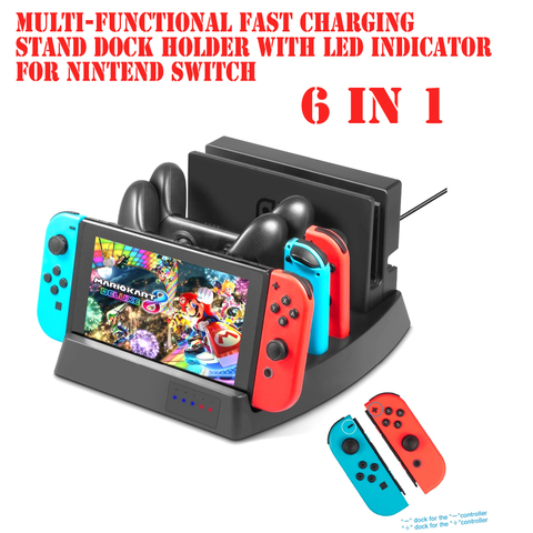 Soporte de carga rápida 6 en 1 para Nintendo Switch, base multifuncional con indicador LED para cargador de consola ► Foto 1/6