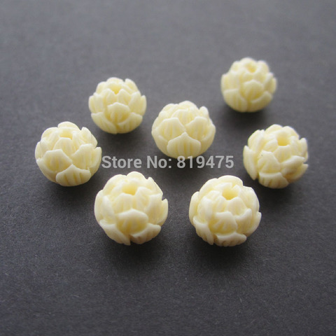 (20 unids/lote) Cuentas de loto talladas cuentas de Coral 9mm 10mm color Beige para hacer joyas ► Foto 1/5