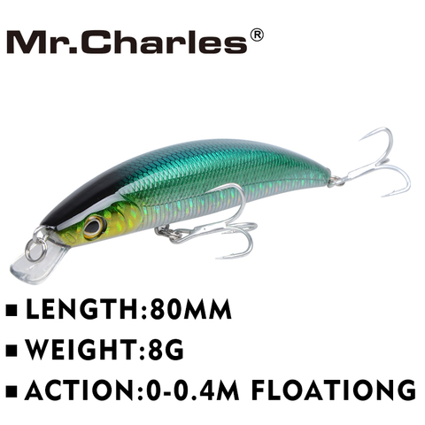 Mr.Charles CMC001-señuelo de pesca, 80mm/8g 0-0,4 m, flotante, Super hundimiento, calidad profesional, cebo duro, aparejos de pesca ► Foto 1/6