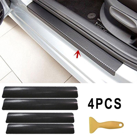 Pegatinas de coche Universal travesaño Anti rasguño de fibra de carbono Placa de puerta protector de desgaste Auto accesorios puerta cero cubierta ► Foto 1/6