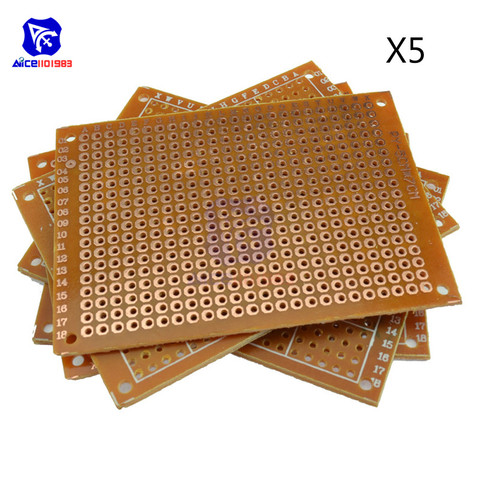 Diymore-placa PCB Universal de 50x70mm, tablero de circuito impreso de papel prototipo de paso de orificio de 2,54mm, 5x7 cm, 5 unids/lote ► Foto 1/6