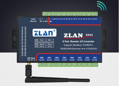 Módulo de placa controladora remota ZLAN6844 RS485 Wifi Ethernet RJ45 8 canales DI AI DO RS485 Modbus I/O, módulo de colector de datos RTU ► Foto 1/4