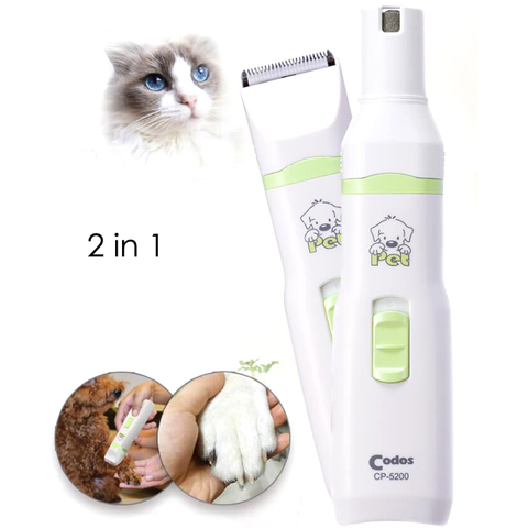 Codos CP-5200 2 en 1 Pet Cat Dog Hair Trimmer pata Nail Grinder Grooming Clippers pelo cortadora ► Foto 1/4