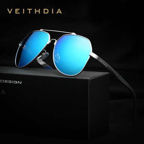 VEITHDIA-gafas de sol de aluminio y magnesio para hombre, lentes grandes de gran tamaño, polarizadas, azules, 3598 ► Foto 1/4