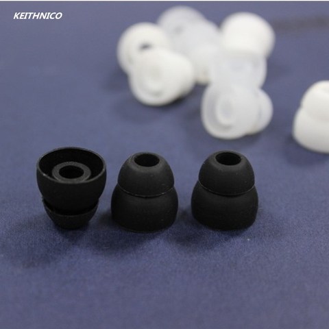 KEITHNICO 3 pares negro/claro reemplazar doble brida caucho de silicona earbud consejos oído 2 capas eartip para en la oreja los auriculares ► Foto 1/6