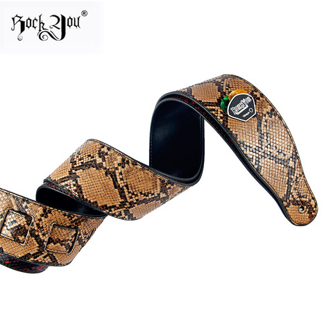 Rockyou-correa de piel suave para guitarra, diseño de serpiente de alta calidad, cómoda, acústica, eléctrica, piezas accesorios para guitarra ► Foto 1/6