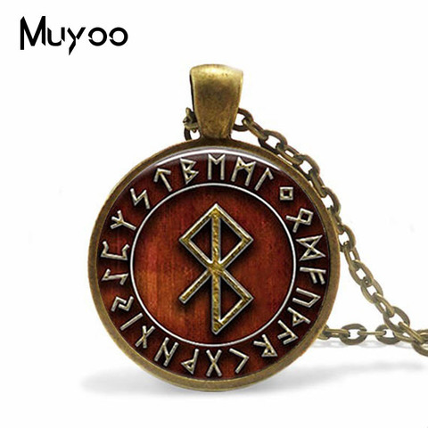 HK-006 Viking paz Rune en Runic Circle colgante de cristal Cabochon collar HZ1 ► Foto 1/2